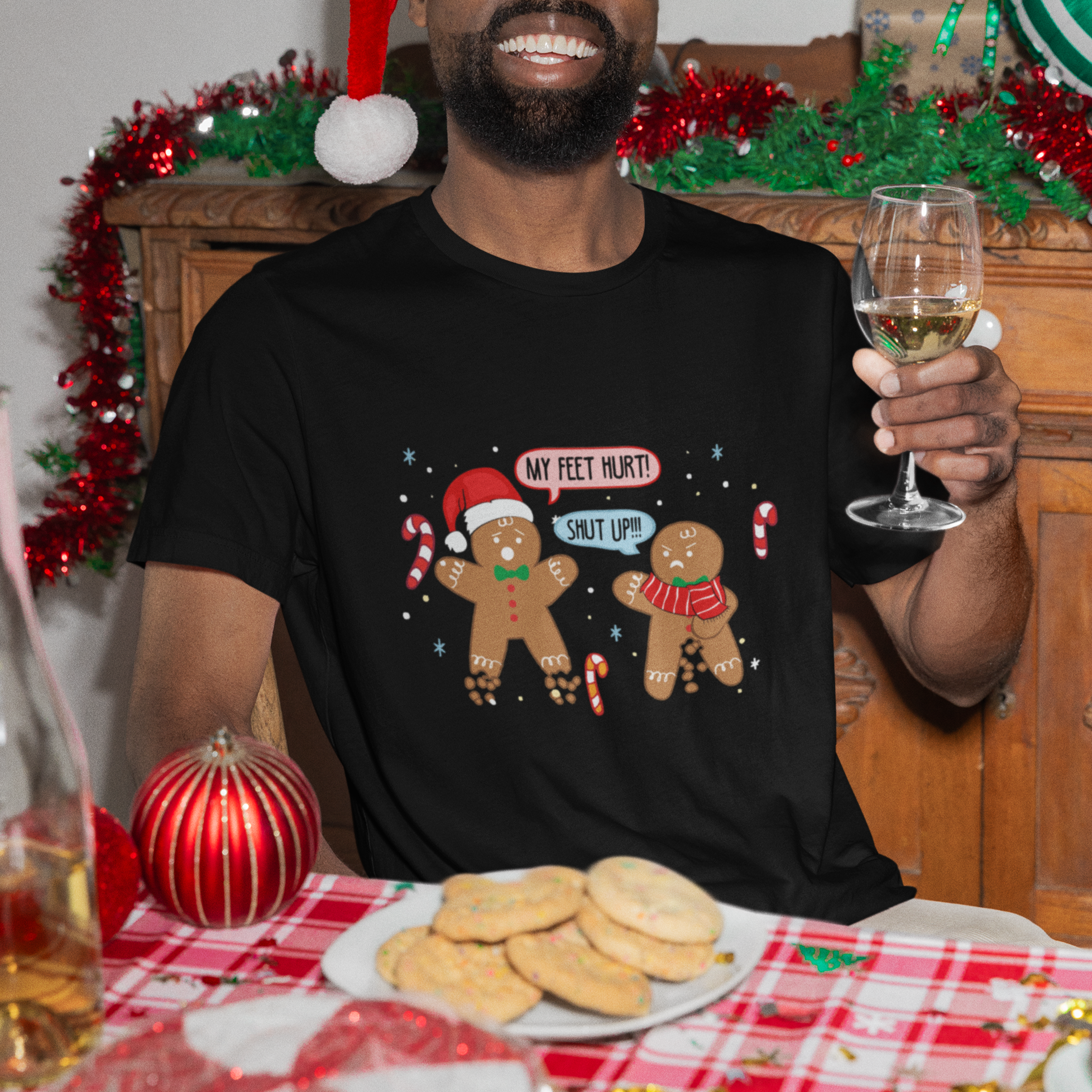 Shut Up Gingerbread Just Broken Feet Naught Christmas T Shirt - Wonder Print Shop