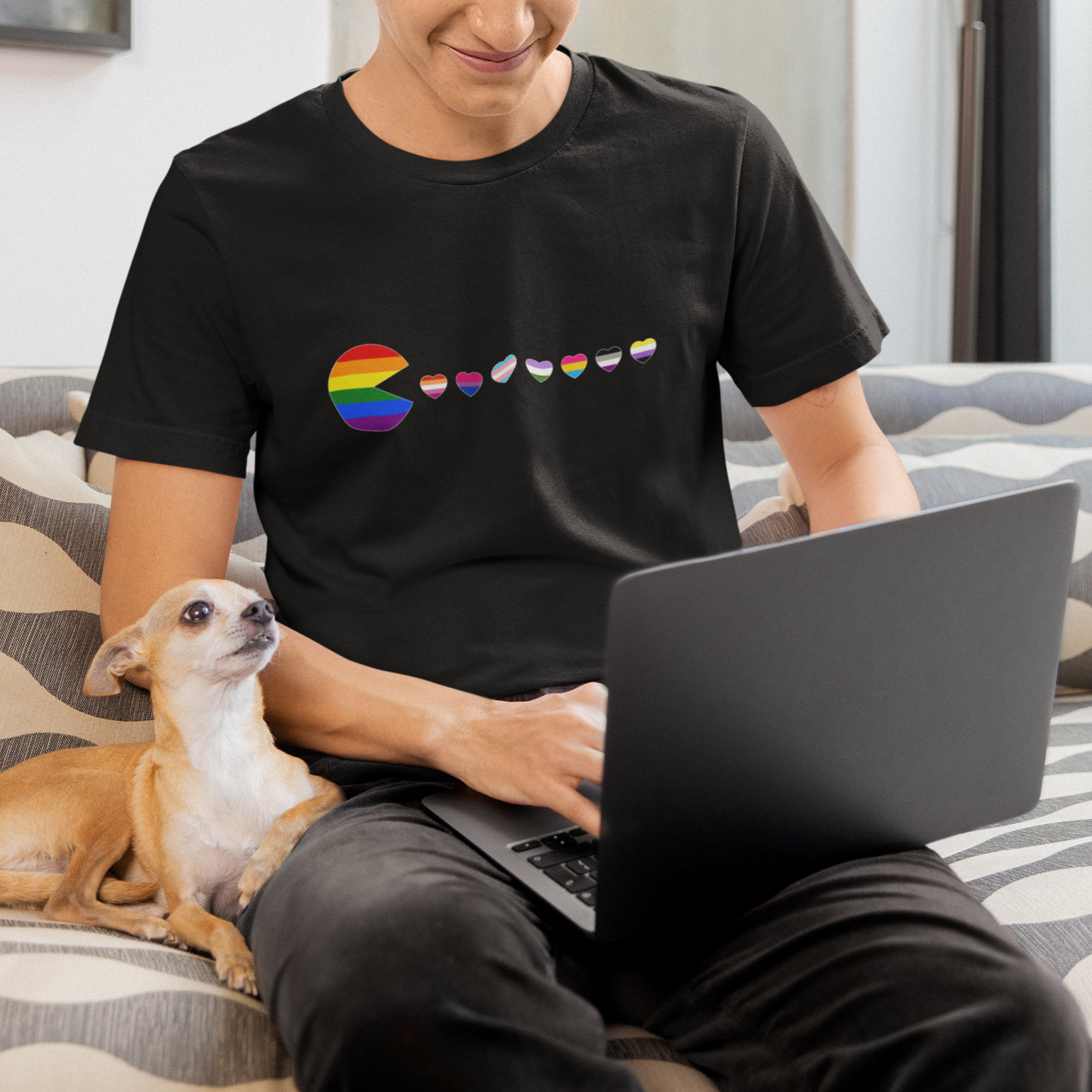 Video Game Gay T Shirt Video Game Funny Gaming Pie Eating LGBTQ Ally Pride Flag - Wonder Print Shop