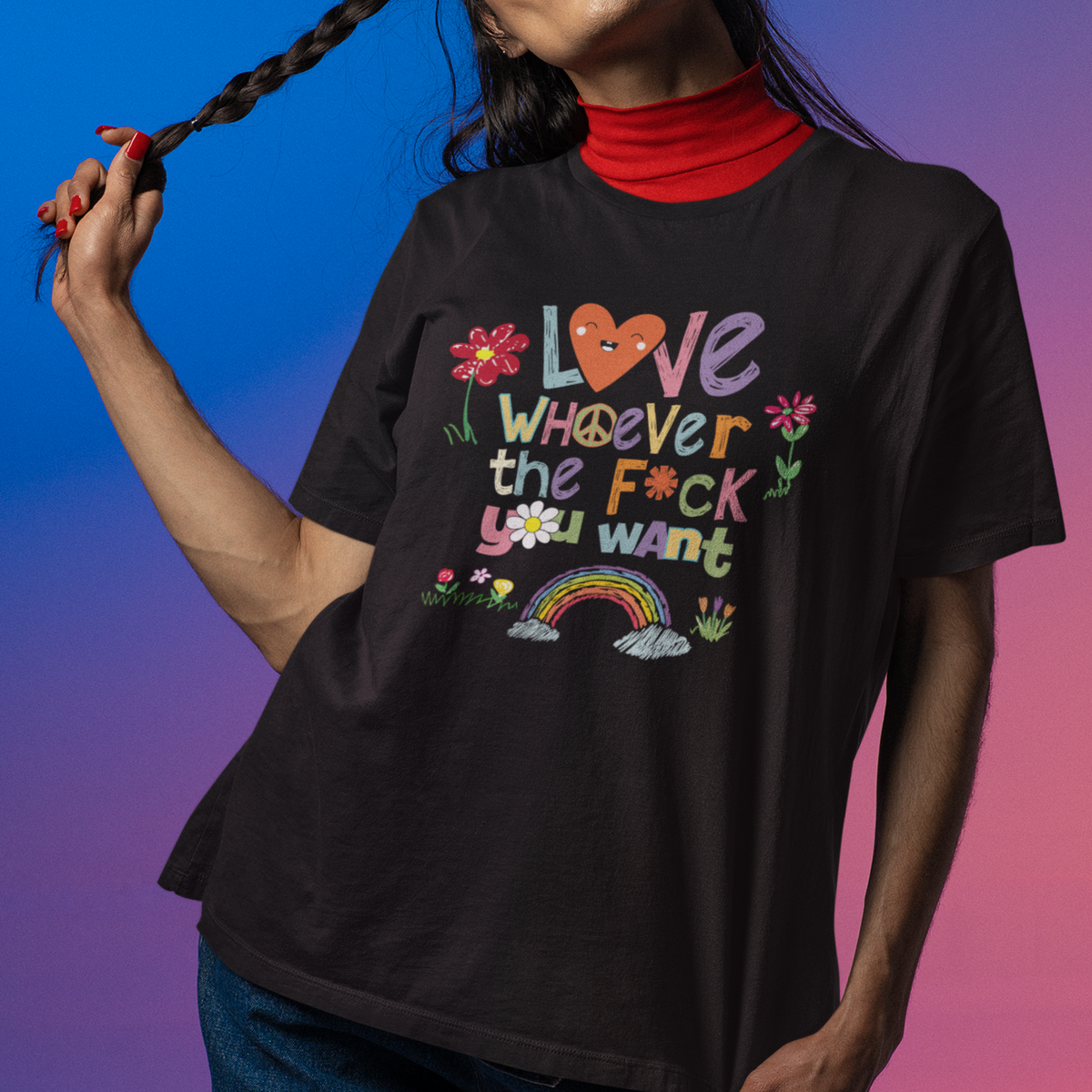 Gay Pride T Shirt Love Whoever The F You Want LGBTQ LGBT Pride Month Cute - Wonder Print Shop