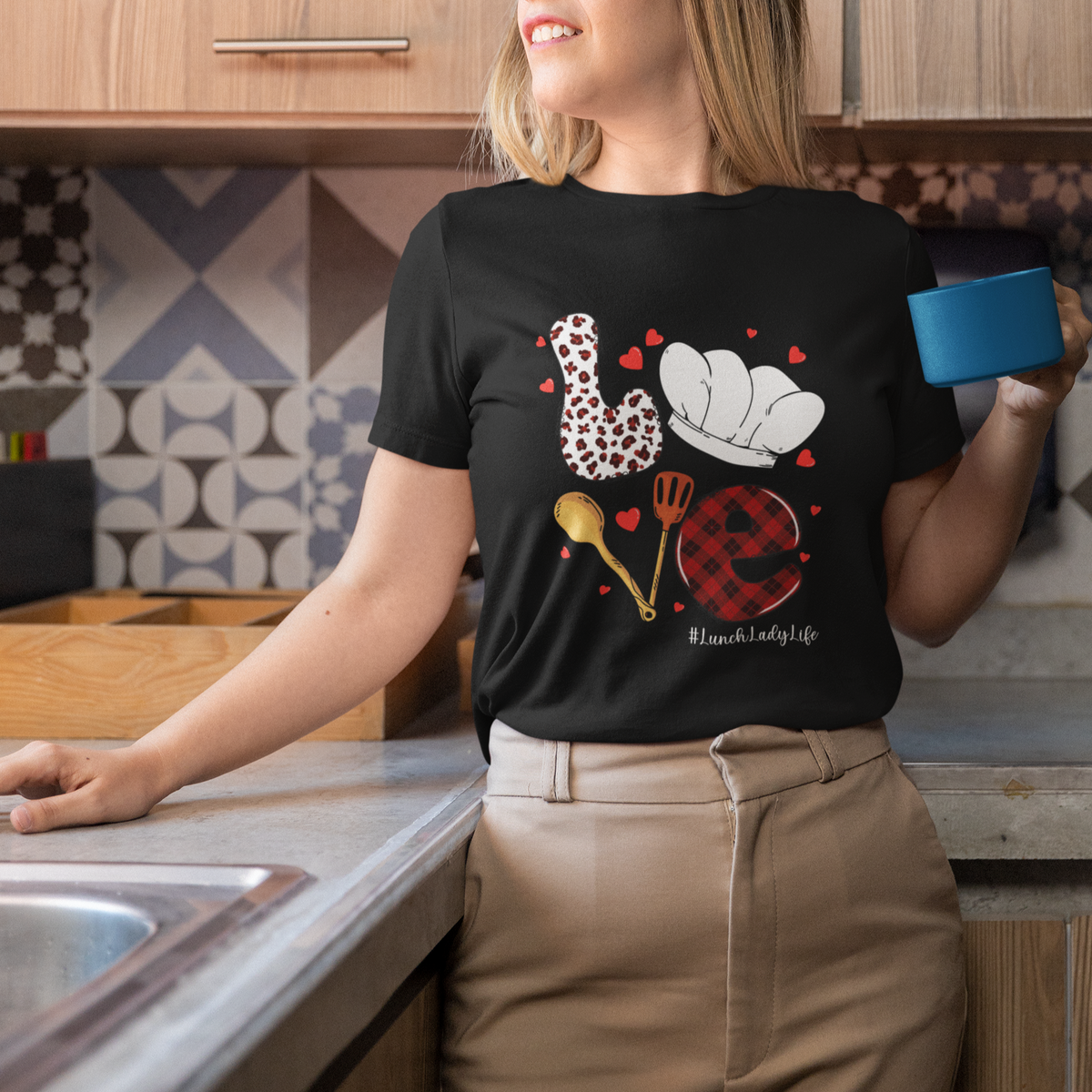 Valentine's Day T Shirt For Women LOVE Lunch Lady Life - Wonder Print Shop