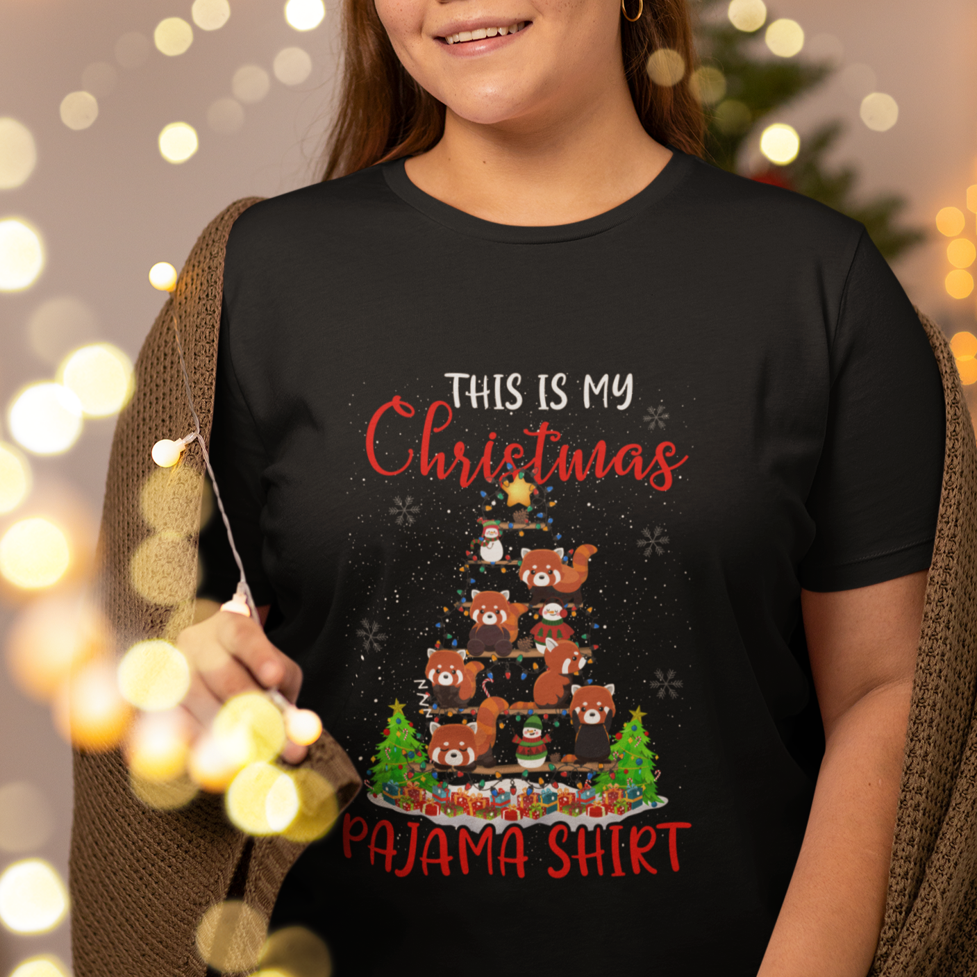 Red Panda Xmas Tree This Is My Christmas Pajama T Shirt - Wonder Print Shop