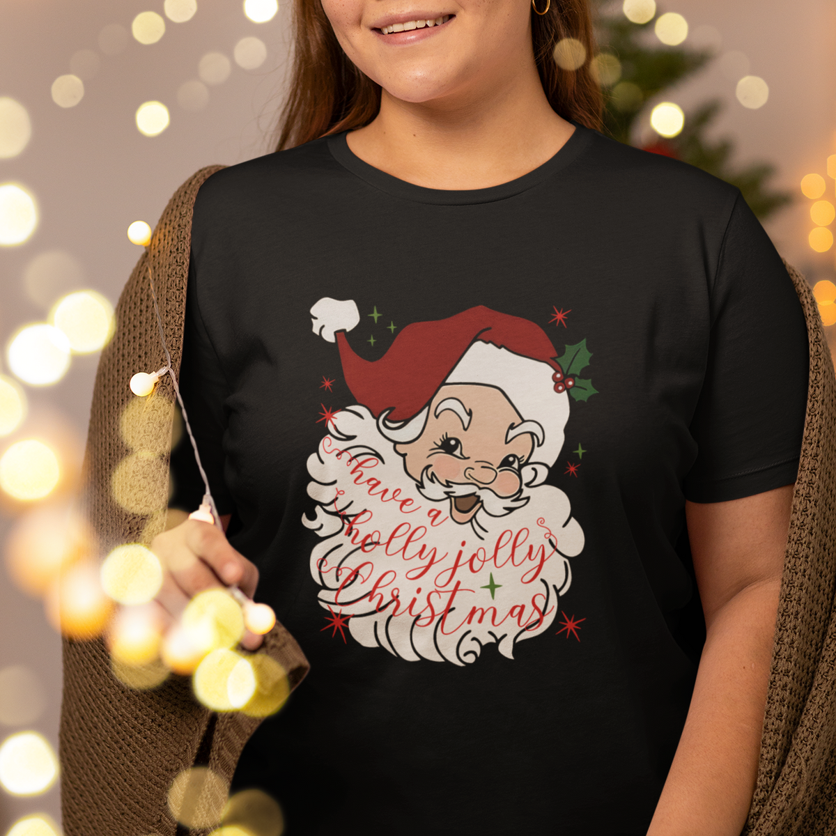 Vintage Christmas Santa Claus Face Xmas Funny Old Fashioned T Shirt - Wonder Print Shop