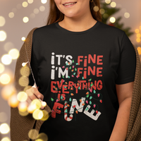 Funny Christmas T Shirt It's Fine I'm Fine Everthing Is Fine Xmas Lights - Wonder Print Shop