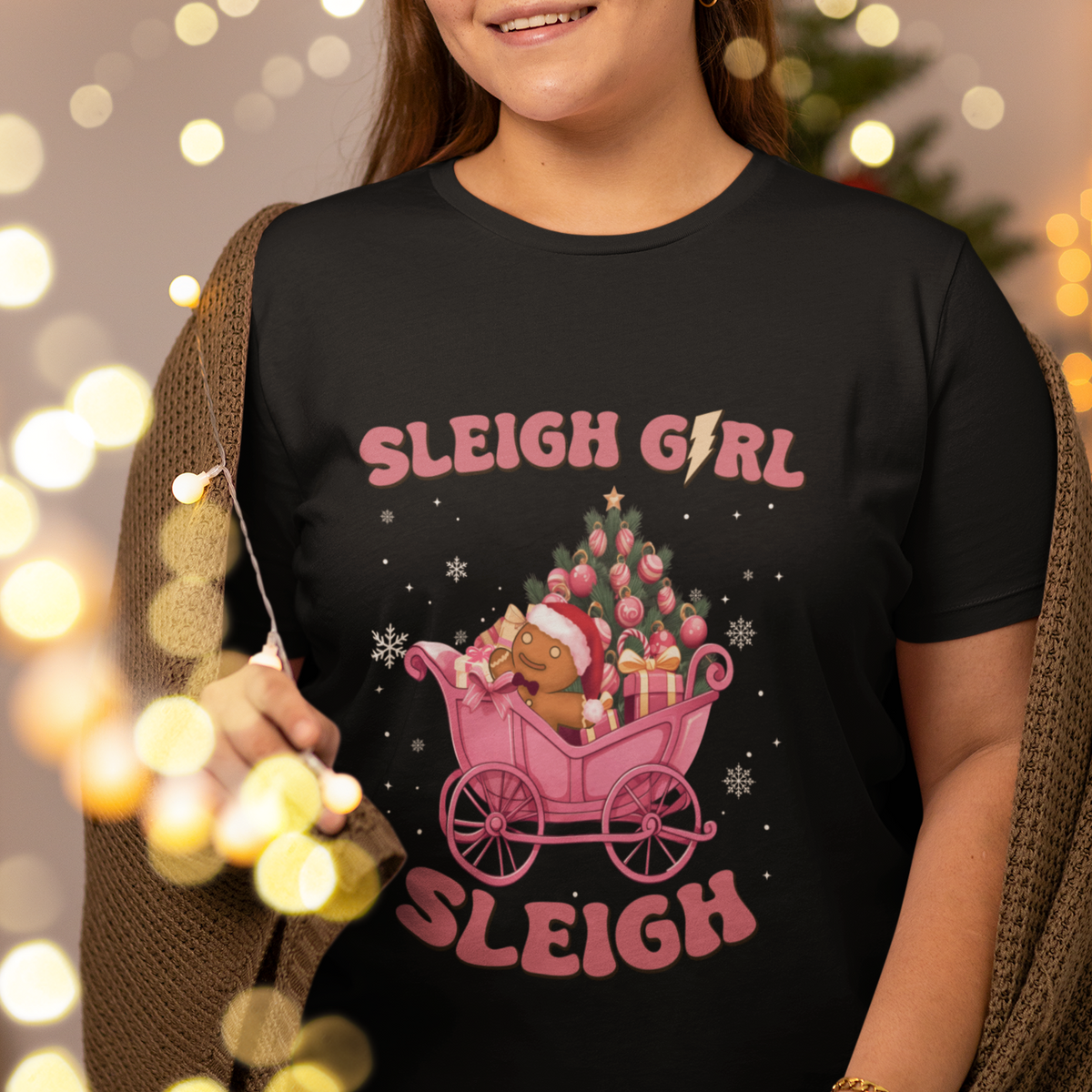 Sleigh Girl Sleigh Christmas Groovy Gingerbread Man Xmas Holidays T Shirt - Wonder Print Shop
