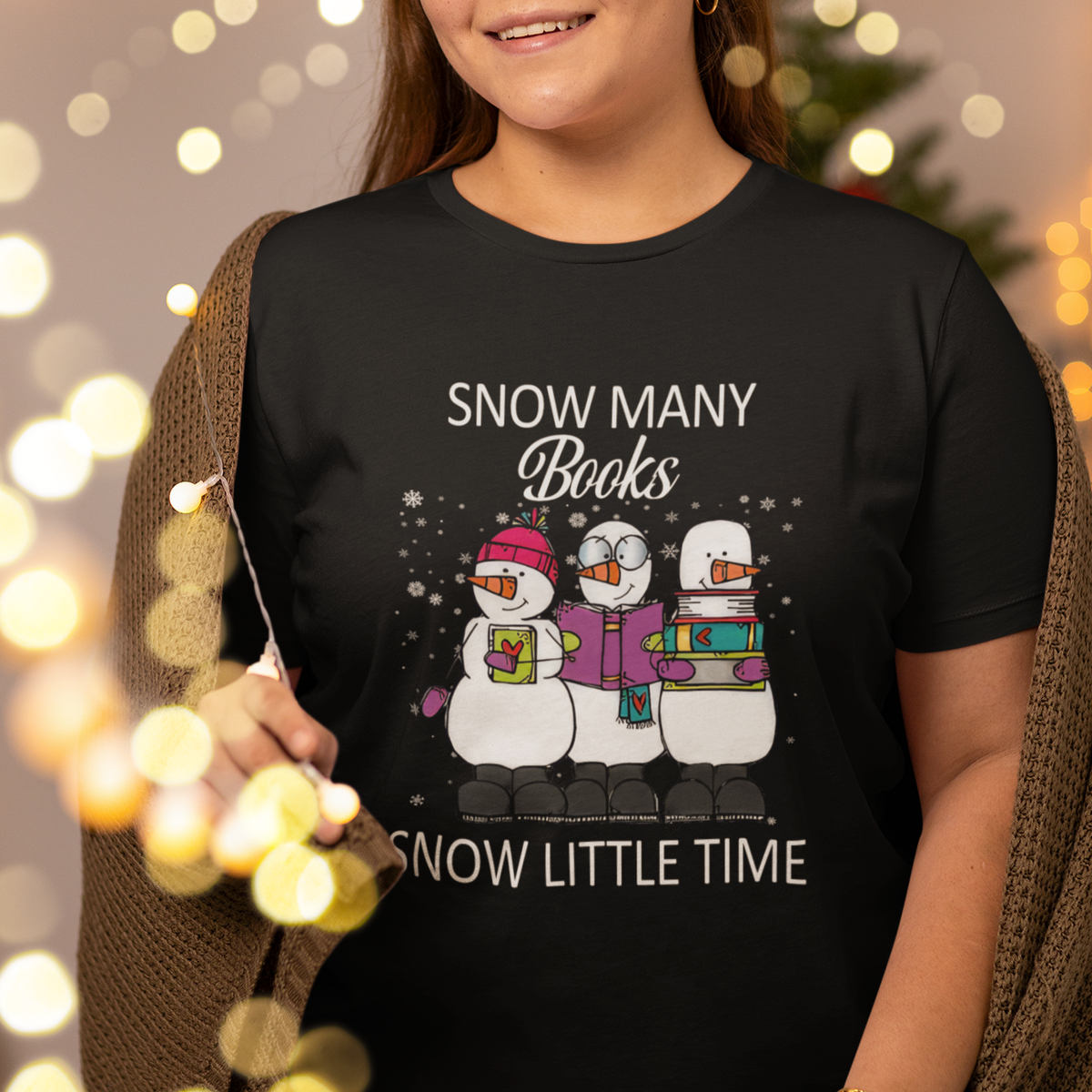 Christmas T Shirt For Women Snow Many Books Snow Little Time Winter Bookworm - Wonder Print Shop