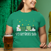 Happy Patrick's Day T Shirt St.Catrick's Lucky Cat Shamrock Hat - Wonder Print Shop