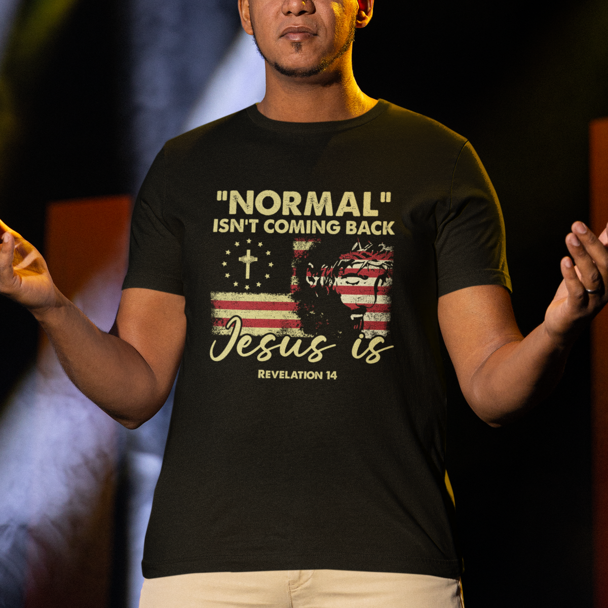 Bible Verse T Shirt Normal Isn't Coming Back Jesus Is Revelation 14 Religious - Wonder Print Shop