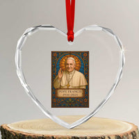 Beloved Pope Francis Heart Crystal Glass Ornament 1936-2025 Memorial - Wonder Print Shop