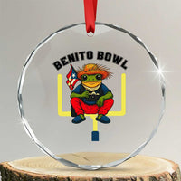 Benito Bowl Coquí Frog Football Crystal Glass Ornament Funny Puerto Rico Flag Game Day Music Fans