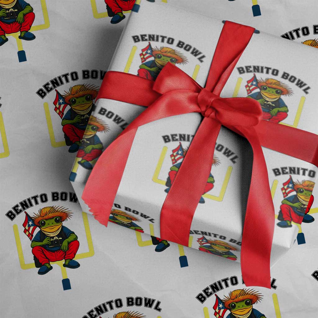 Benito Bowl Coquí Frog Football Wrapping Paper Roll Funny Puerto Rico Flag Game Day Music Fans