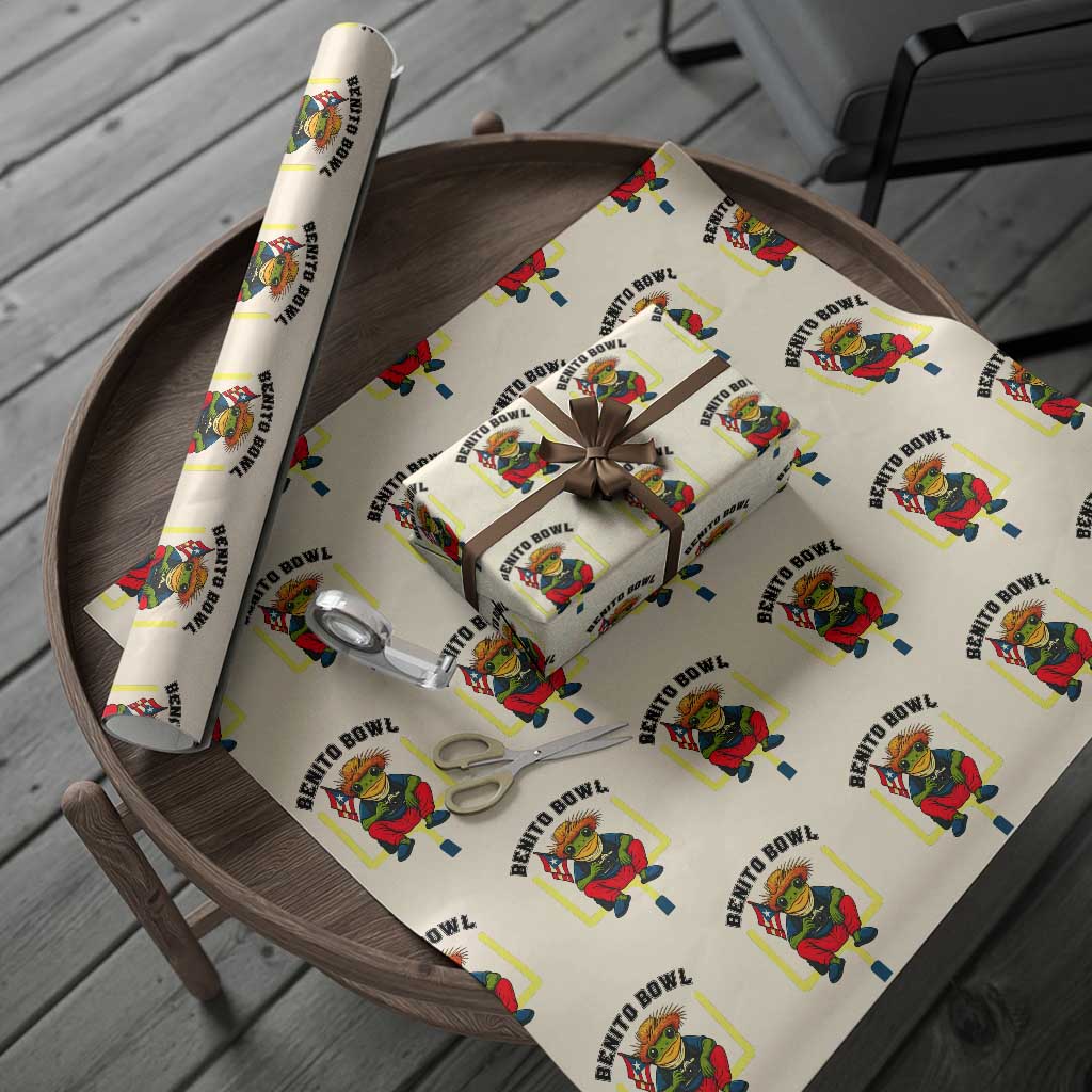 Benito Bowl Coquí Frog Football Wrapping Paper Roll Funny Puerto Rico Flag Game Day Music Fans