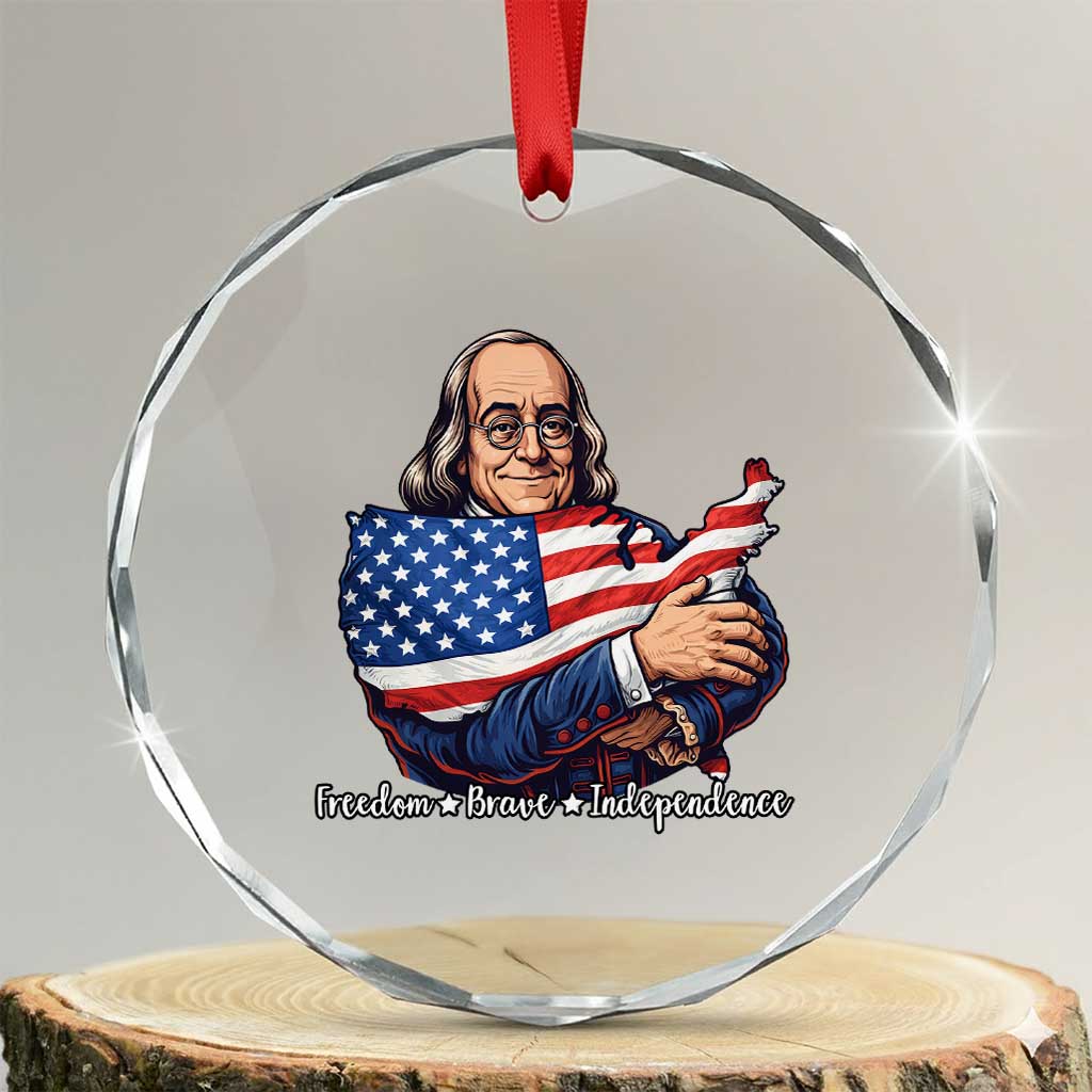 Benjamin Franklin Crystal Glass Ornament Freedom Liberty Independence American History