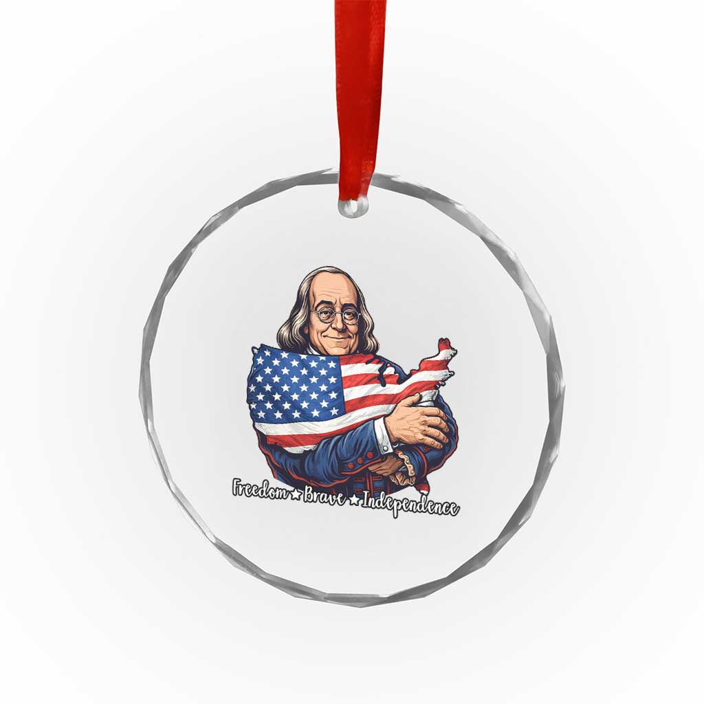 Benjamin Franklin Crystal Glass Ornament Freedom Liberty Independence American History