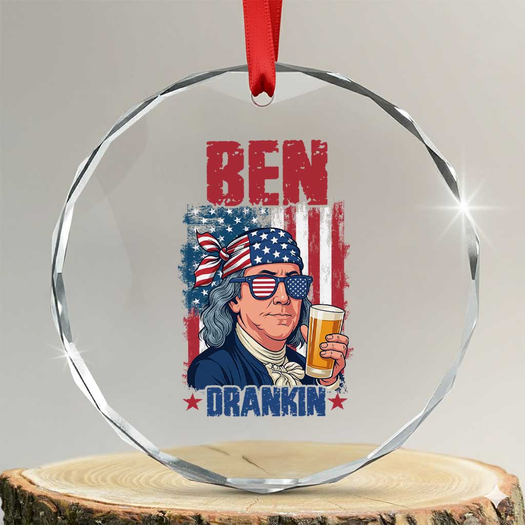 Benjamin Franklin Crystal Glass Ornament Funny Ben Drankin American History