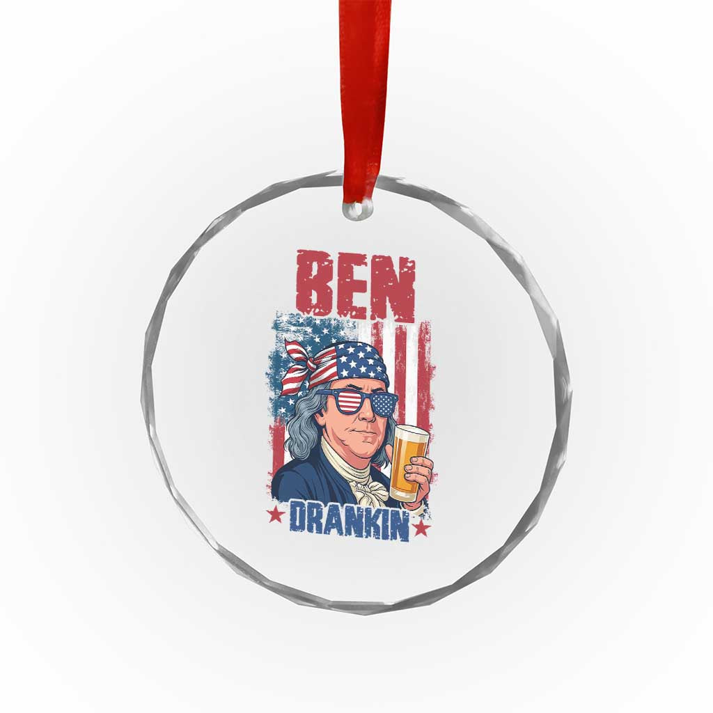 Benjamin Franklin Crystal Glass Ornament Funny Ben Drankin American History