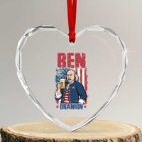 Benjamin Franklin Heart Crystal Glass Ornament Funny Patriotic Founding Father