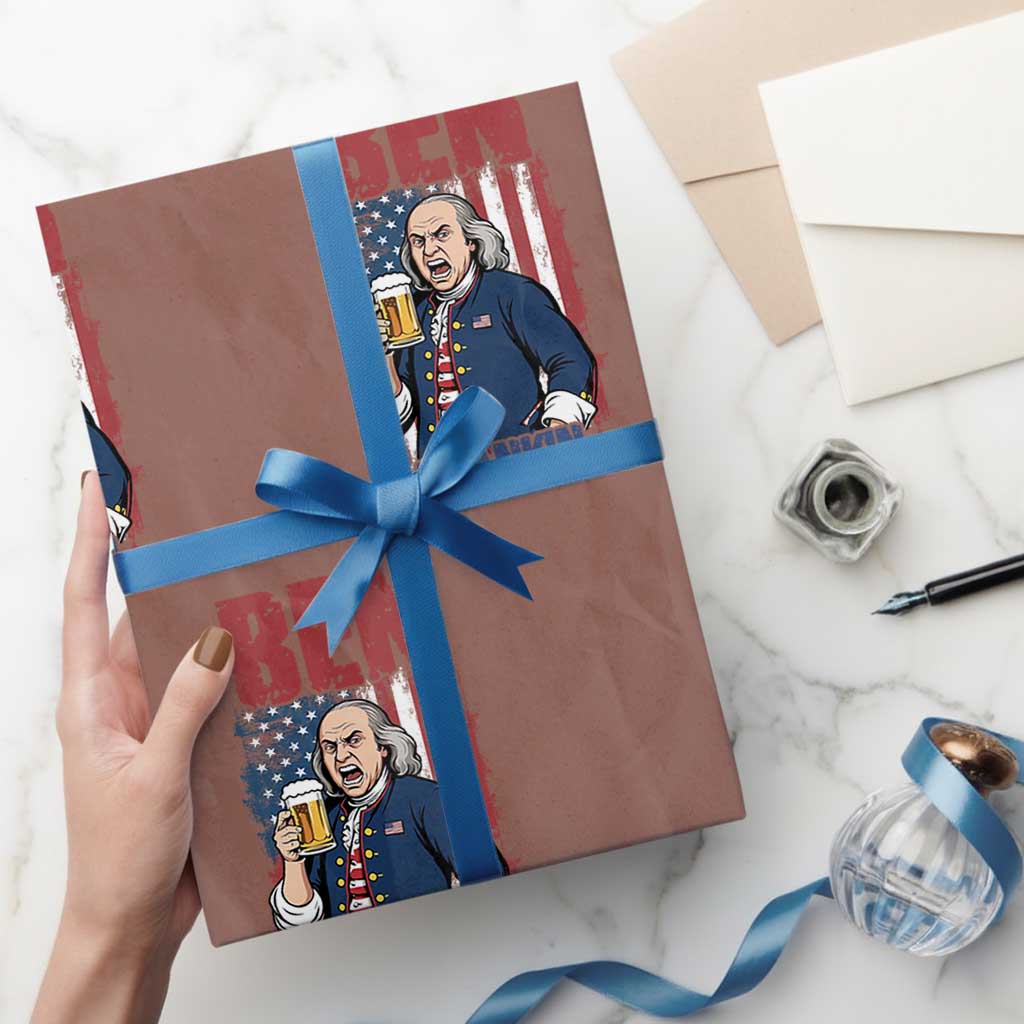 Benjamin Franklin Wrapping Paper Roll Funny Patriotic Founding Father