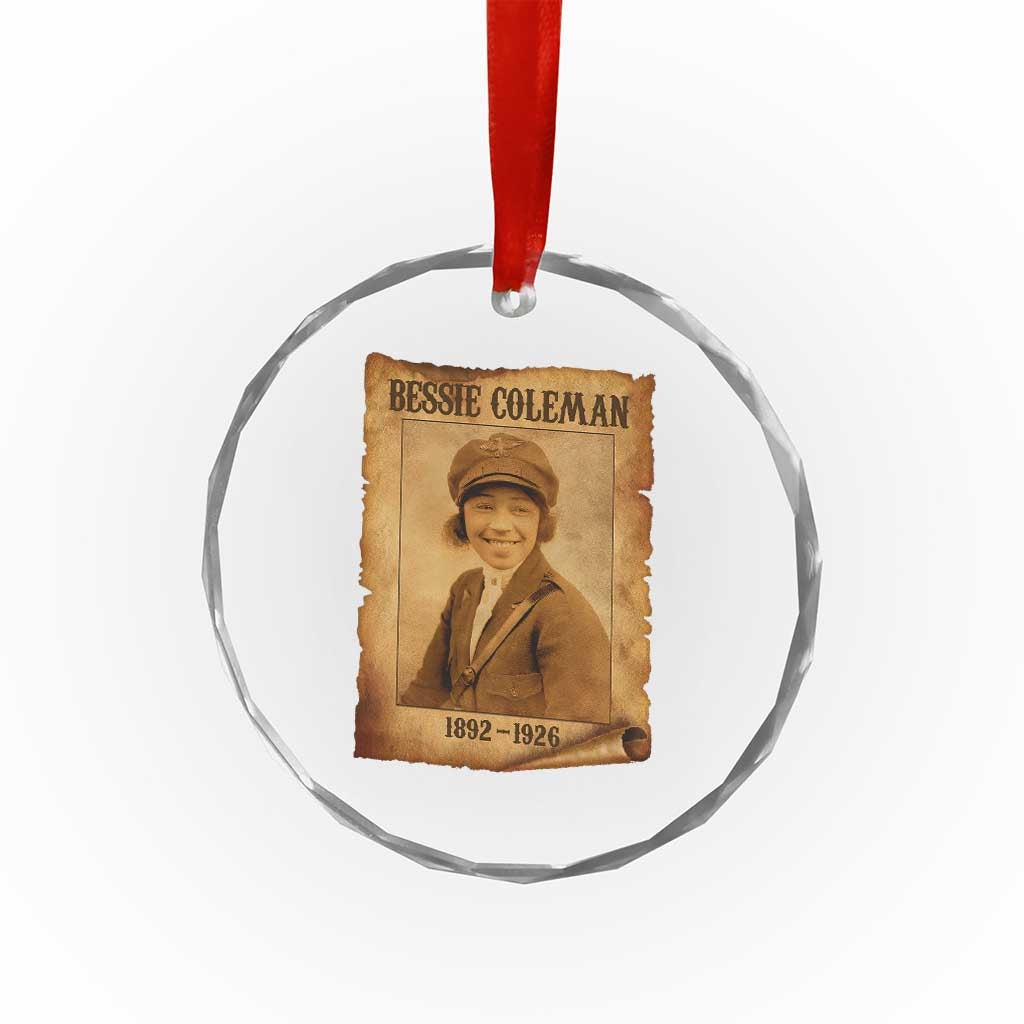 Bessie Coleman First African American Female Pilot Crystal Glass Ornament Black History - Wonder Print Shop