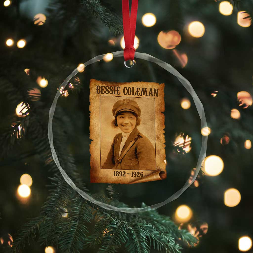 Bessie Coleman First African American Female Pilot Crystal Glass Ornament Black History - Wonder Print Shop