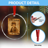 Bessie Coleman First African American Female Pilot Crystal Glass Ornament Black History - Wonder Print Shop