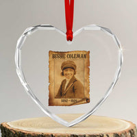 Bessie Coleman First African American Female Pilot Heart Crystal Glass Ornament Black History - Wonder Print Shop