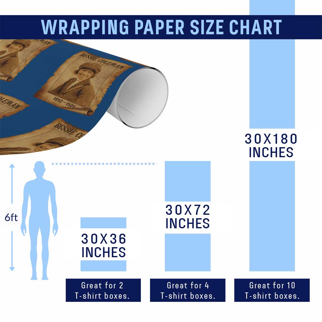 Bessie Coleman First African American Female Pilot Wrapping Paper Roll Black History - Wonder Print Shop