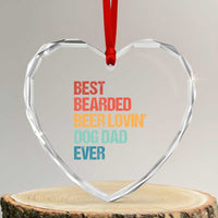 Best Bearded Beer Loving Dog Dad Ever Heart Crystal Glass Ornament Pet Lover Father's Day