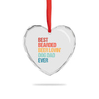 Best Bearded Beer Loving Dog Dad Ever Heart Crystal Glass Ornament Pet Lover Father's Day