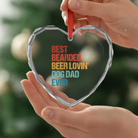 Best Bearded Beer Loving Dog Dad Ever Heart Crystal Glass Ornament Pet Lover Father's Day