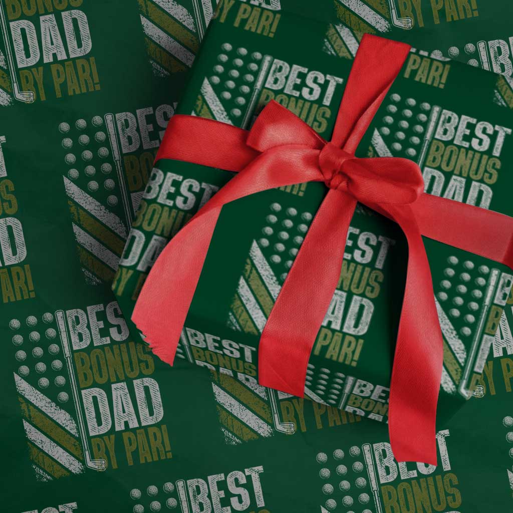 Best Bonus Dad By Par Wrapping Paper Roll Step Dad Golf American Flag Fathers Day Gift For Golfers