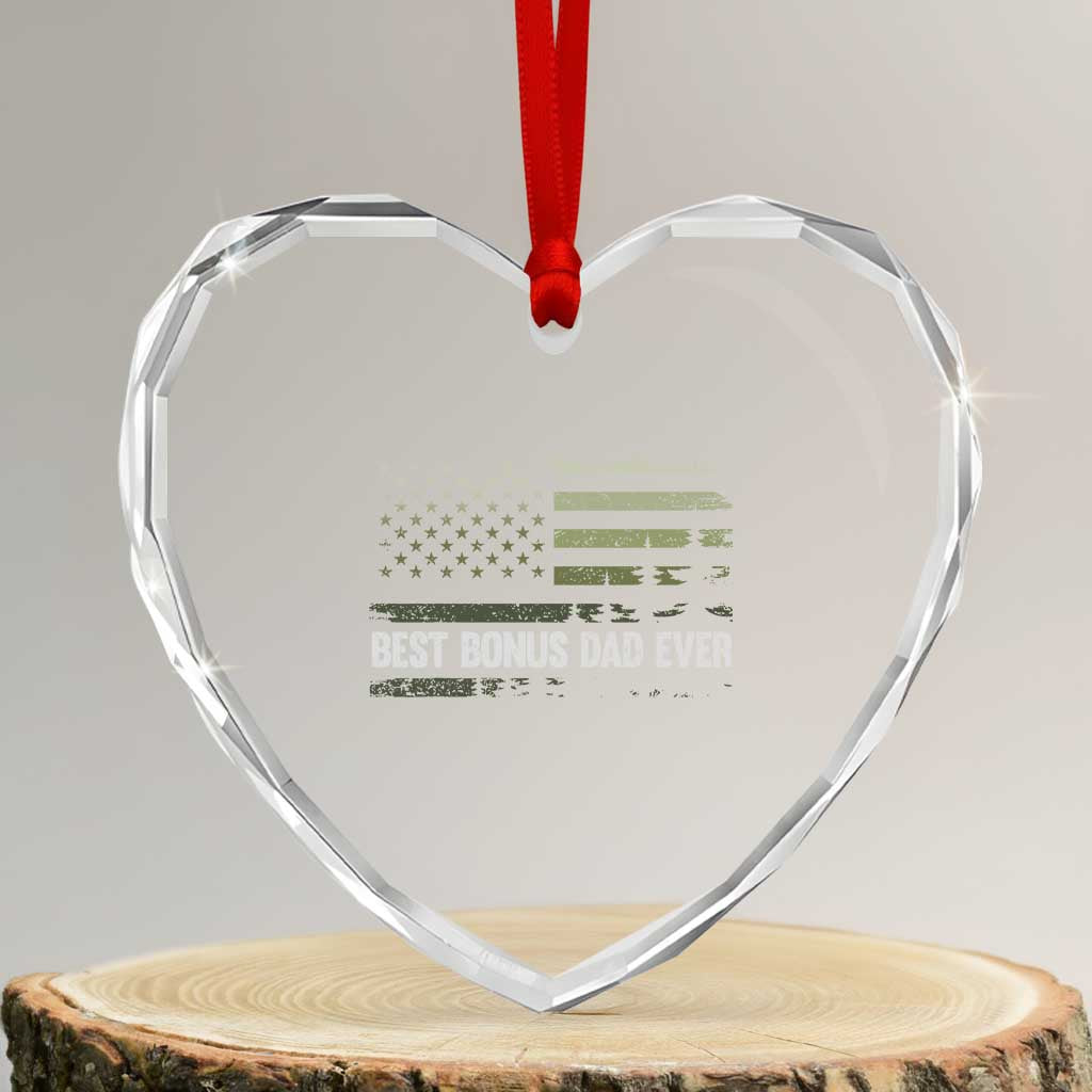 Best Bonus Dad Ever Heart Crystal Glass Ornament Stepdad American Flag Trees Outdoor Wildlife Nature Vintage Forest