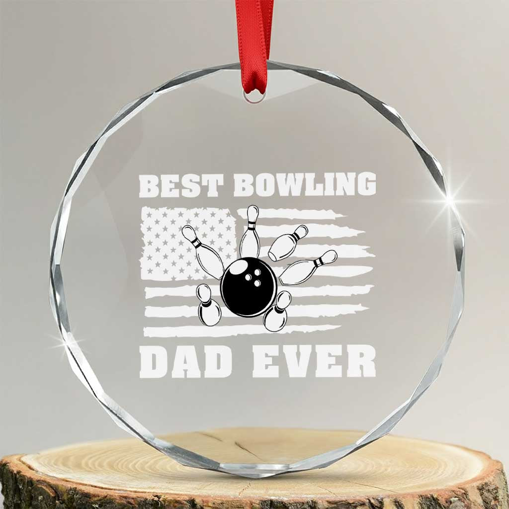 Best Bowling Dad Ever Crystal Glass Ornament American Flag Patriotic Bowler Gift - Wonder Print Shop