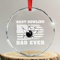 Best Bowling Dad Ever Crystal Glass Ornament American Flag Patriotic Bowler Gift - Wonder Print Shop