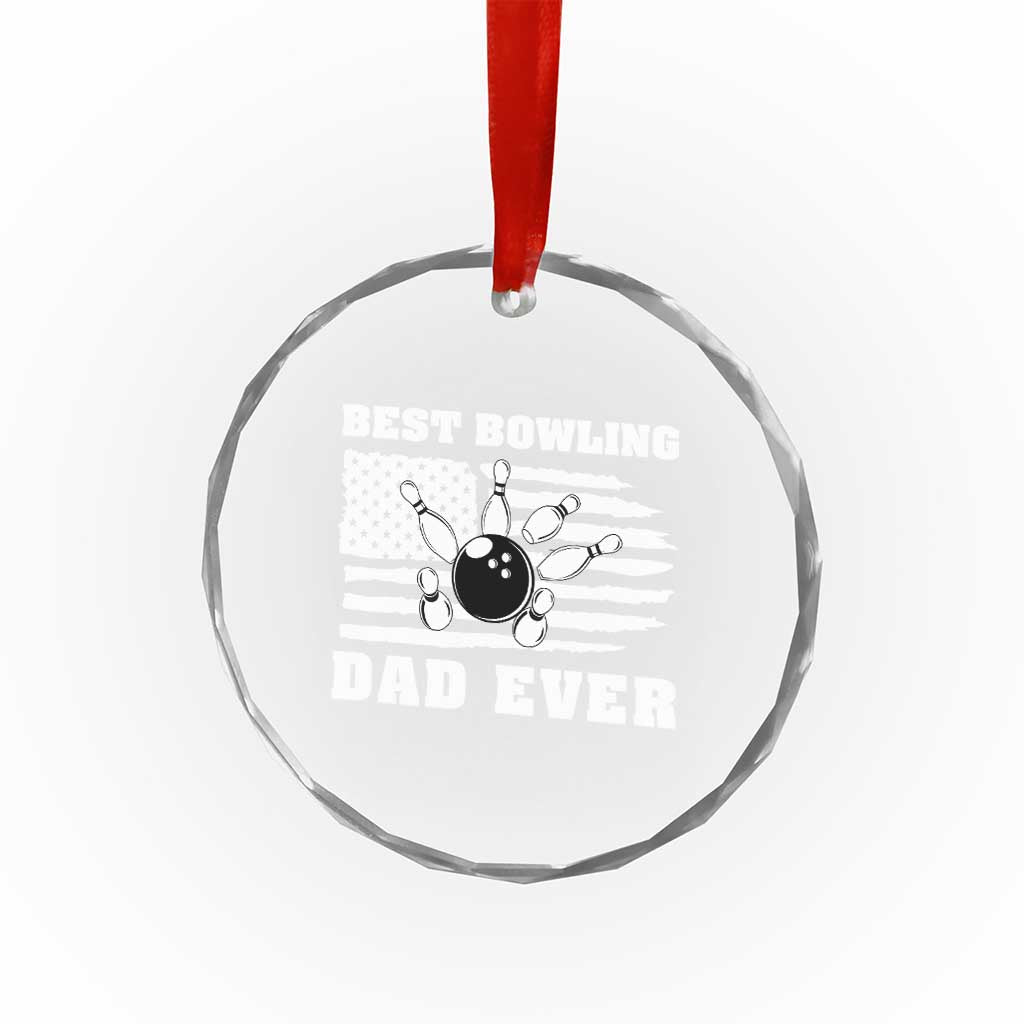 Best Bowling Dad Ever Crystal Glass Ornament American Flag Patriotic Bowler Gift - Wonder Print Shop
