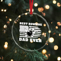 Best Bowling Dad Ever Crystal Glass Ornament American Flag Patriotic Bowler Gift - Wonder Print Shop
