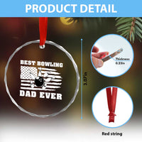 Best Bowling Dad Ever Crystal Glass Ornament American Flag Patriotic Bowler Gift - Wonder Print Shop