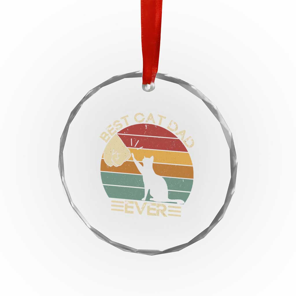 Best Cat Dad Ever Crystal Glass Ornament Funny Cat Lover Gift Fathers Day - Wonder Print Shop