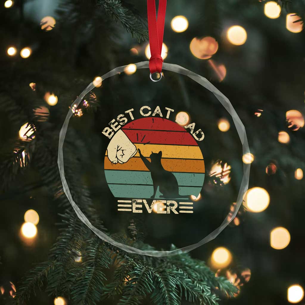 Best Cat Dad Ever Crystal Glass Ornament Funny Cat Lover Gift Fathers Day - Wonder Print Shop