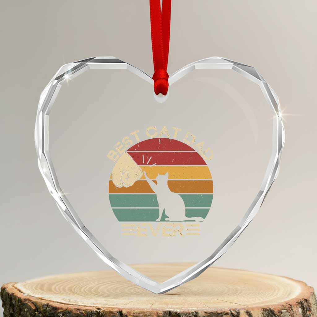 Best Cat Dad Ever Heart Crystal Glass Ornament Funny Cat Lover Gift Fathers Day - Wonder Print Shop