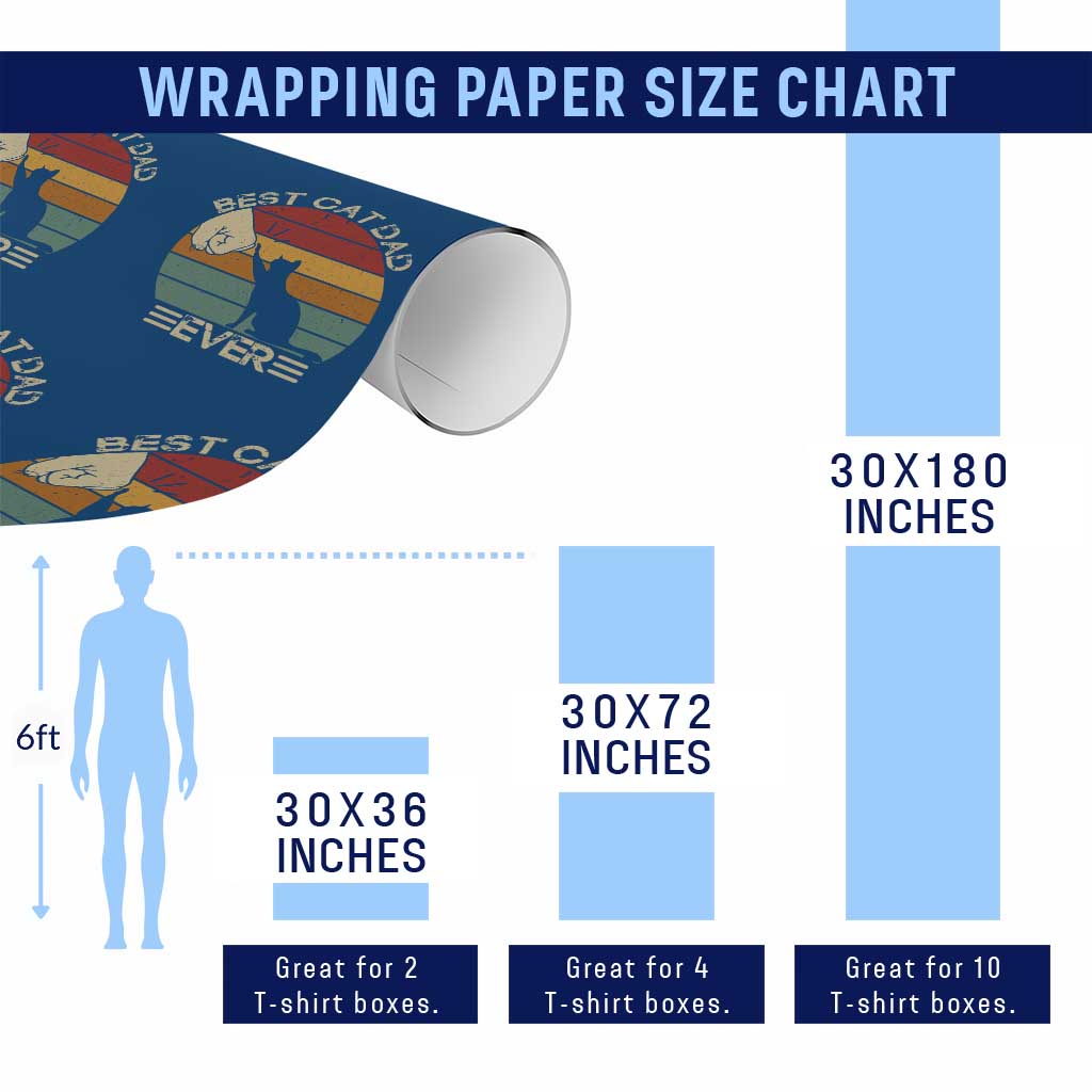 Best Cat Dad Ever Wrapping Paper Roll Funny Cat Lover Gift Fathers Day - Wonder Print Shop