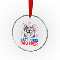 Best Corgi Dad Ever Crystal Glass Ornament Funny Dog Lover Dad 4th Of July