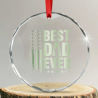 Best Dad Ever Crystal Glass Ornament Military Camo American Flag Father's Day