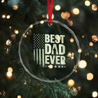 Best Dad Ever Crystal Glass Ornament Military Camo American Flag Father's Day