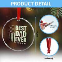 Best Dad Ever Crystal Glass Ornament Military Camo American Flag Father's Day