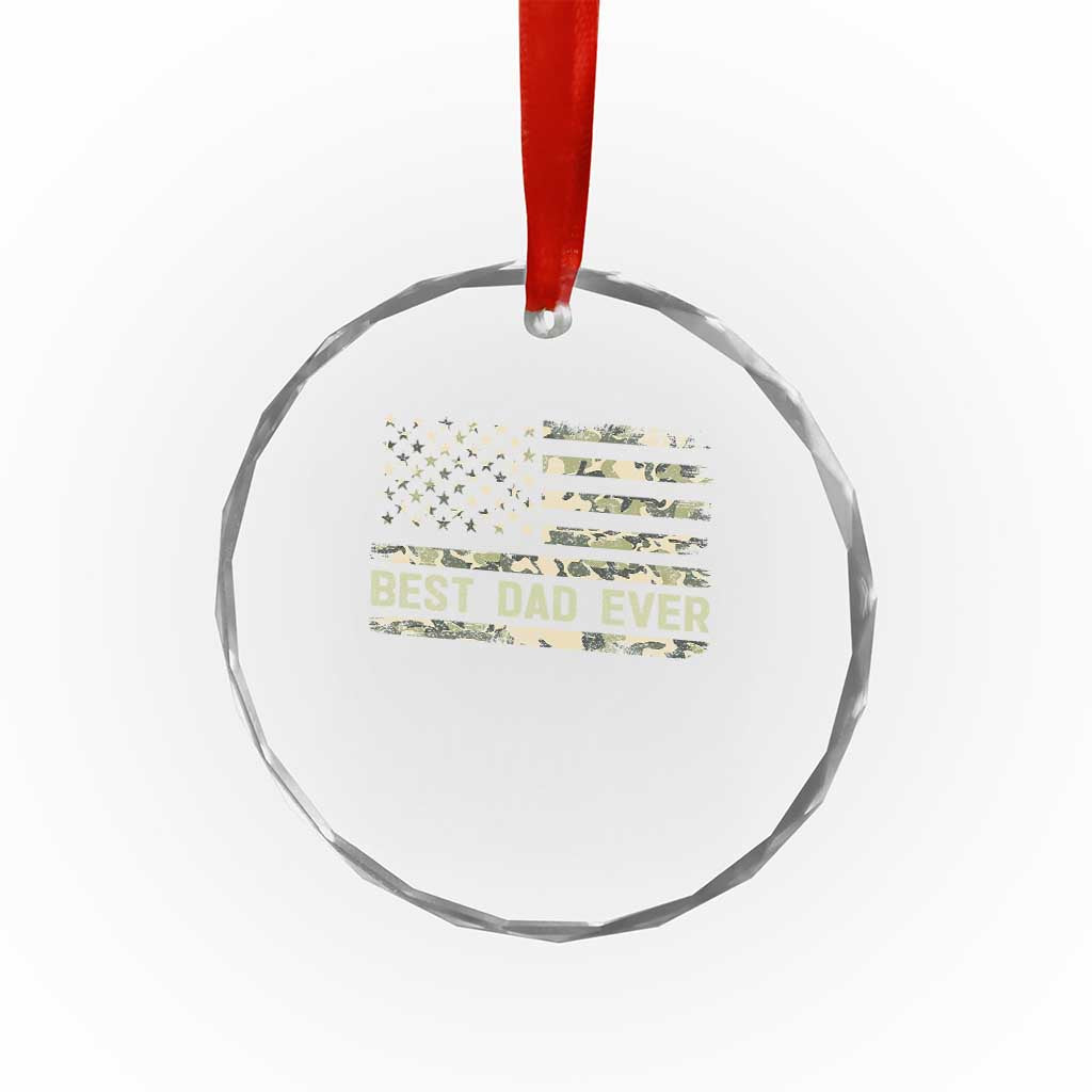 Best Dad Ever Crystal Glass Ornament Military Dad American Flag Camo