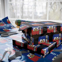 Best Dad Ever Haitian Papa Wrapping Paper Roll Vintage Distressed Haiti Flag Father's Day