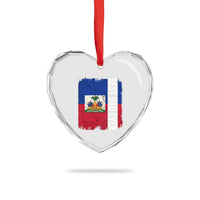 Best Dad Ever Haitian Papa Heart Crystal Glass Ornament Vintage Distressed Haiti Flag Father's Day