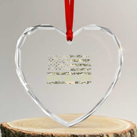 Best Dad Ever Heart Crystal Glass Ornament Military Dad American Flag Camo