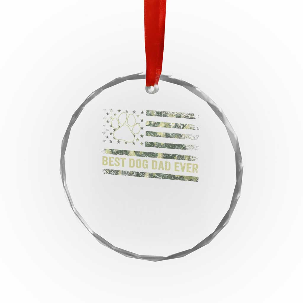 Best Dog Dad Ever Crystal Glass Ornament Camo American Flag USA Fathers Day Gift for Dog Lovers - Wonder Print Shop