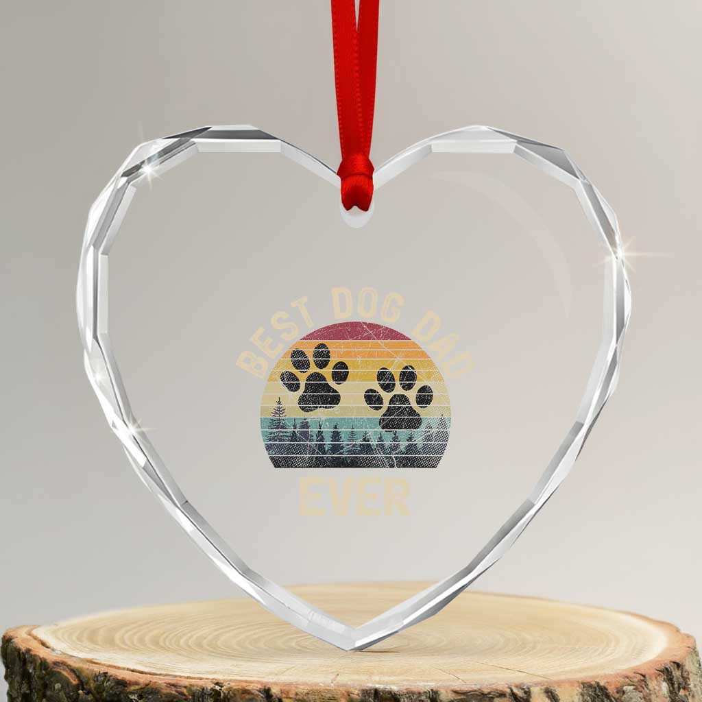 Best Dog Dad Ever Heart Crystal Glass Ornament Fathers Day Gift for Dog Lovers - Wonder Print Shop